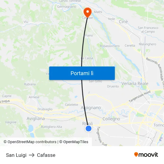 San Luigi to Cafasse map