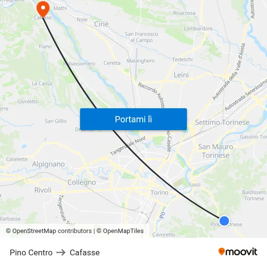 Pino Centro to Cafasse map