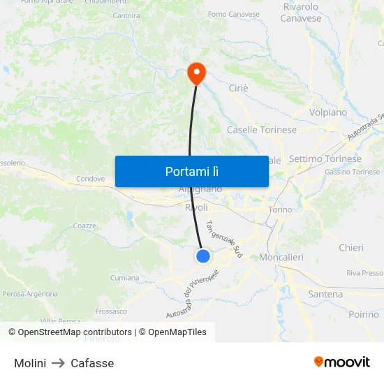 Molini to Cafasse map