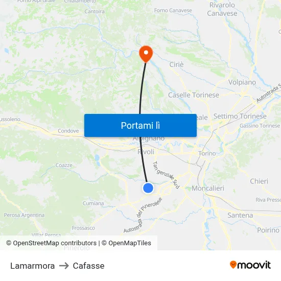 Lamarmora to Cafasse map