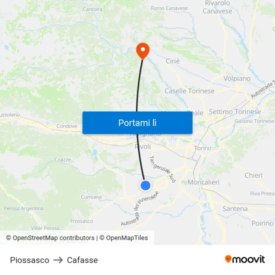 Piossasco to Cafasse map