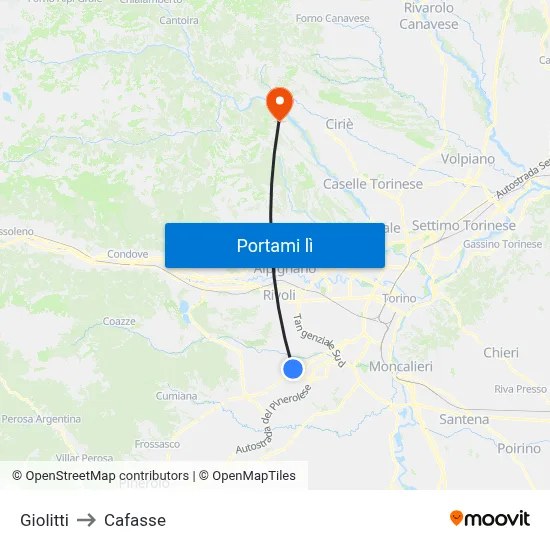 Giolitti to Cafasse map