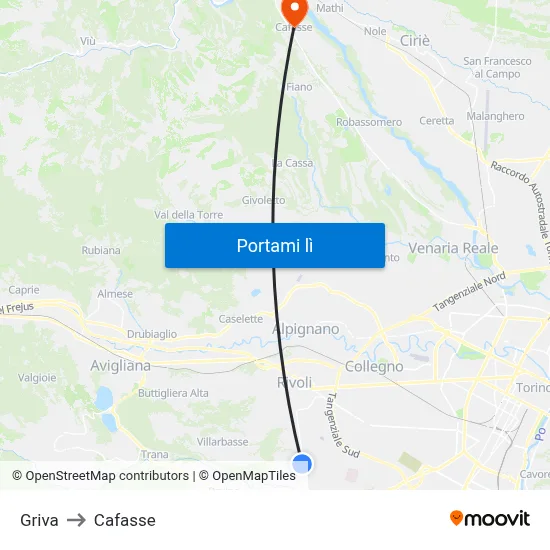 Griva to Cafasse map