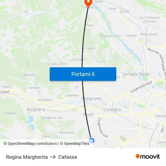 Regina Margherita to Cafasse map
