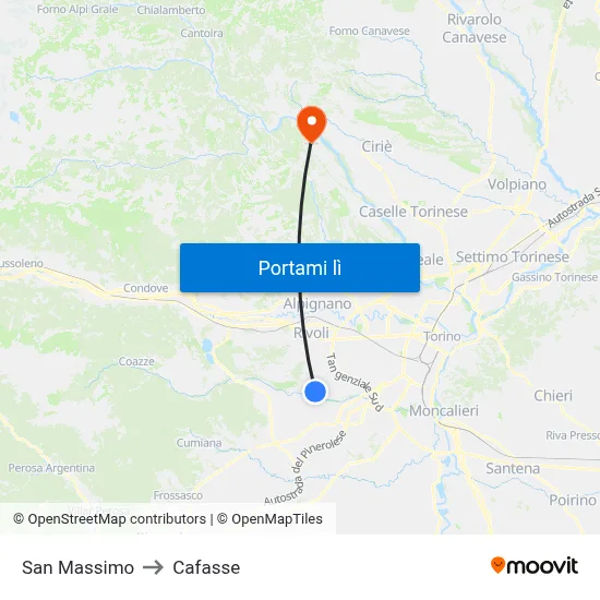 San Massimo to Cafasse map