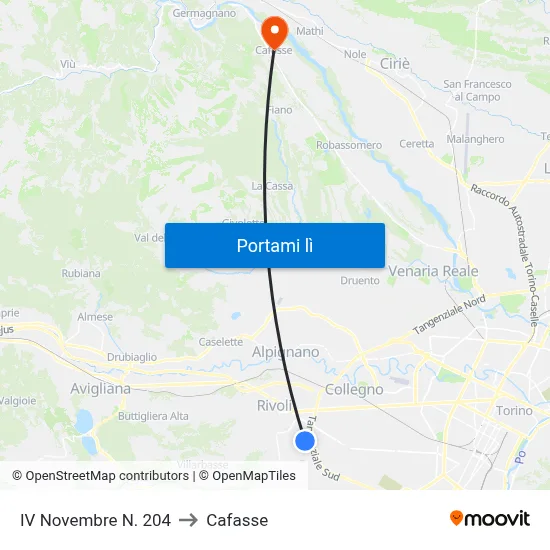 IV Novembre N. 204 to Cafasse map