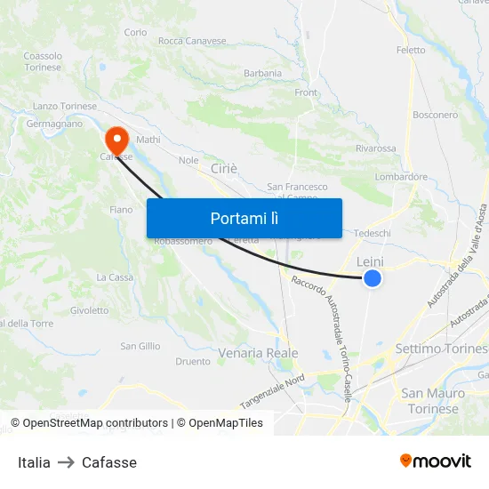 Italia to Cafasse map