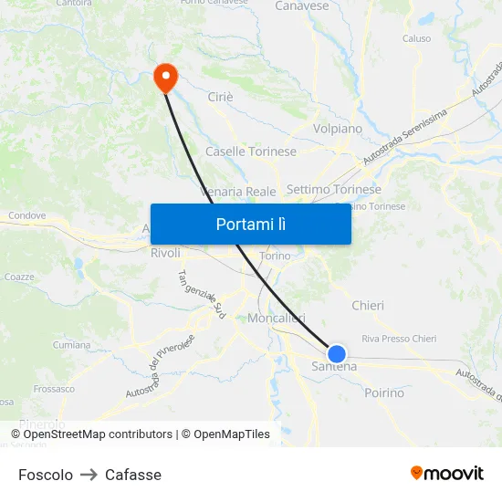 Foscolo to Cafasse map