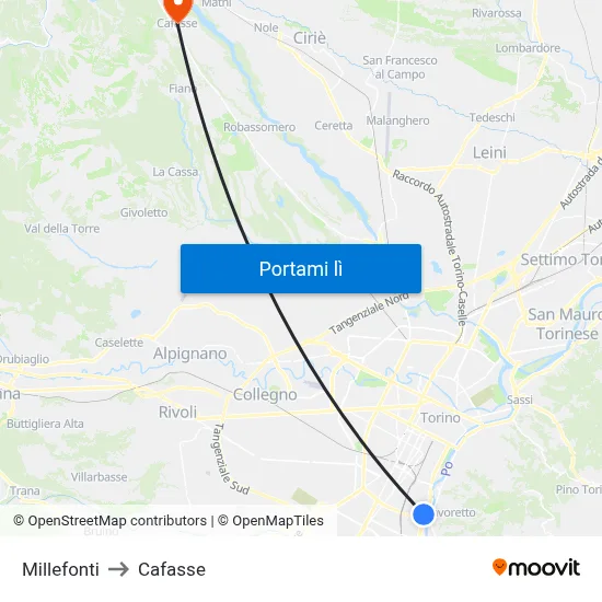 Millefonti to Cafasse map