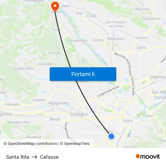 Santa Rita to Cafasse map