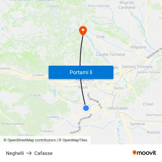 Neghelli to Cafasse map