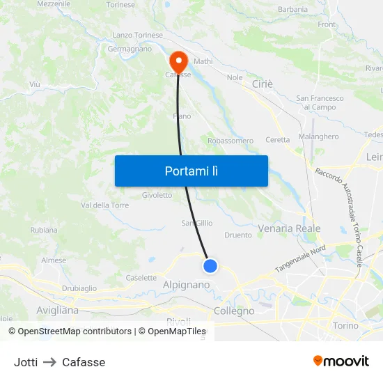 Jotti to Cafasse map