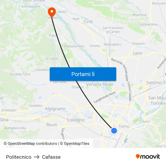 Politecnico to Cafasse map
