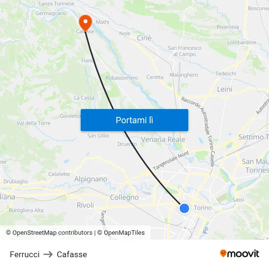 Ferrucci to Cafasse map