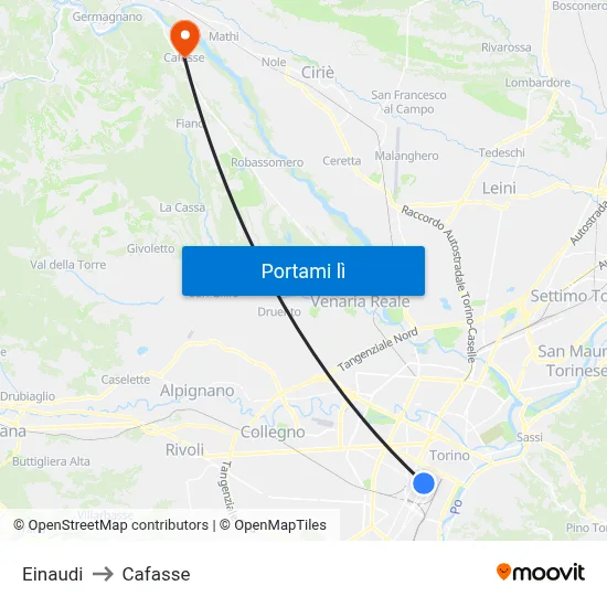 Einaudi to Cafasse map