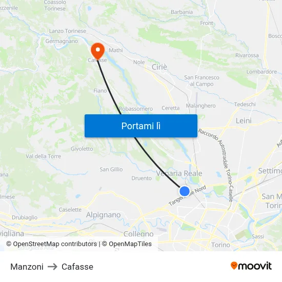 Manzoni to Cafasse map