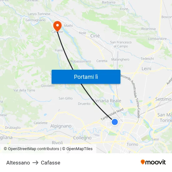 Altessano to Cafasse map