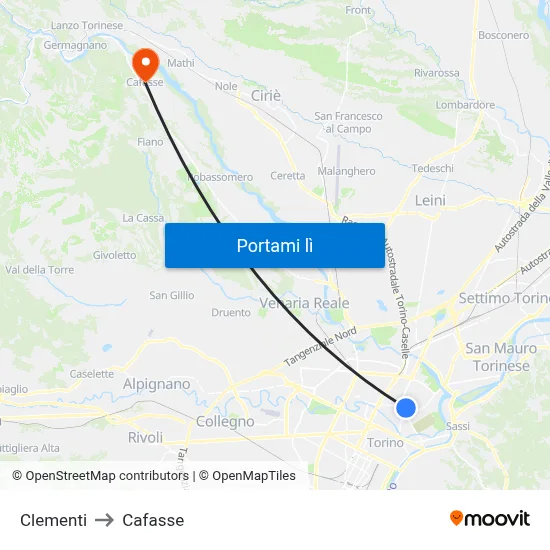 Clementi to Cafasse map