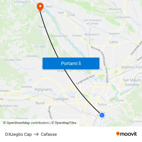 D'Azeglio Cap to Cafasse map