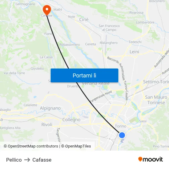 Pellico to Cafasse map