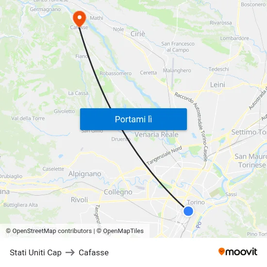 Stati Uniti Cap to Cafasse map