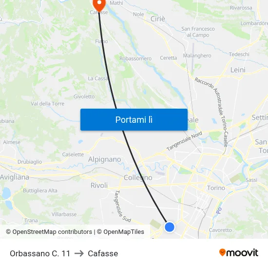 Orbassano C. 11 to Cafasse map