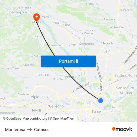 Monterosa to Cafasse map