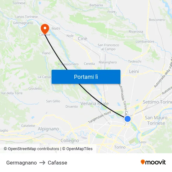 Germagnano to Cafasse map
