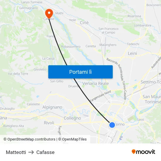 Matteotti to Cafasse map