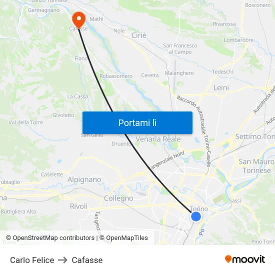 Carlo Felice to Cafasse map