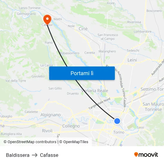 Baldissera to Cafasse map