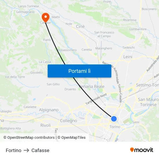 Fortino to Cafasse map