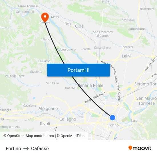 Fortino to Cafasse map
