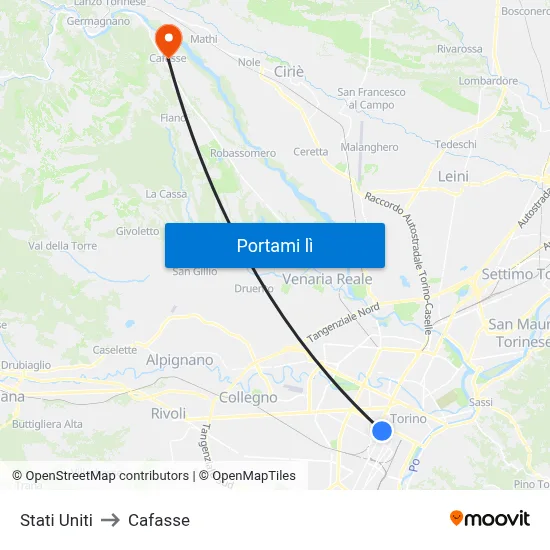 Stati Uniti to Cafasse map