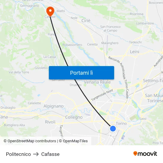 Politecnico to Cafasse map