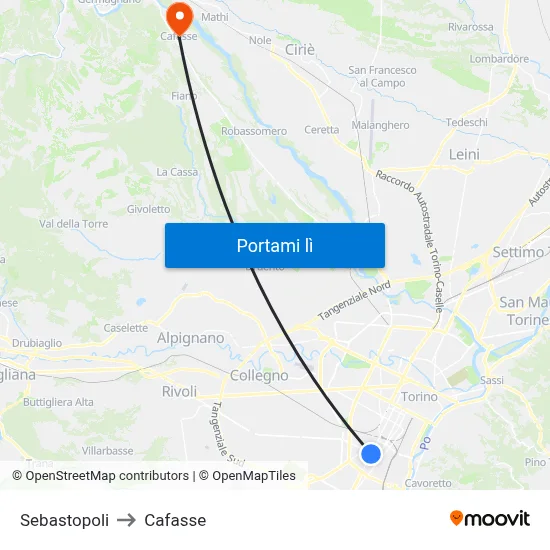 Sebastopoli to Cafasse map
