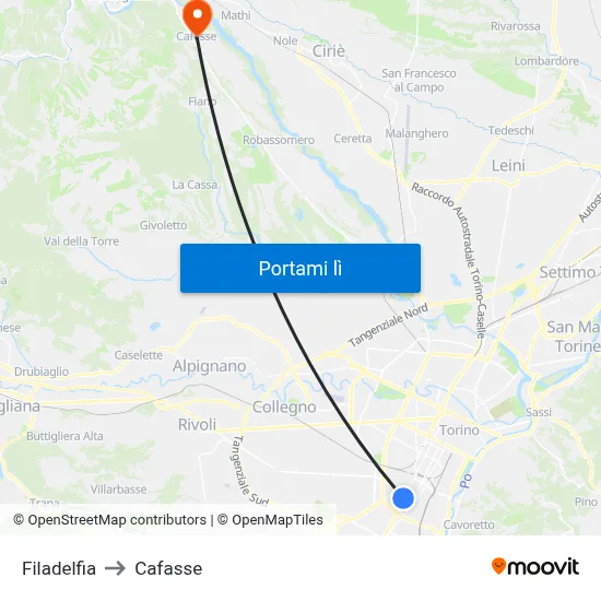 Filadelfia to Cafasse map
