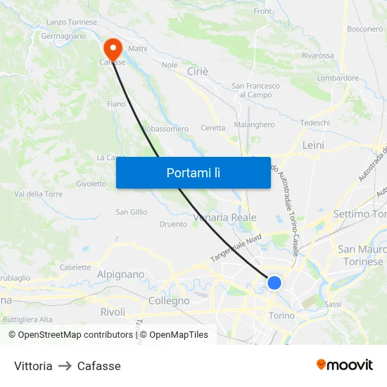 Vittoria to Cafasse map