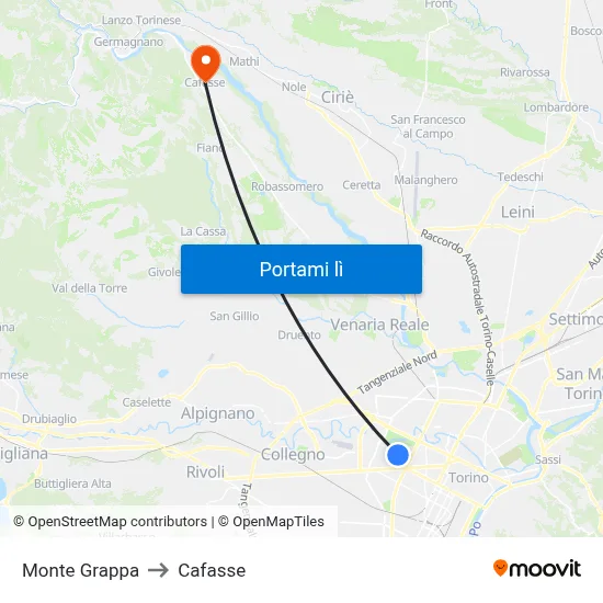 Monte Grappa to Cafasse map