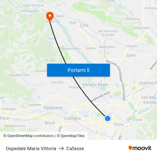 Ospedale Maria Vittoria to Cafasse map