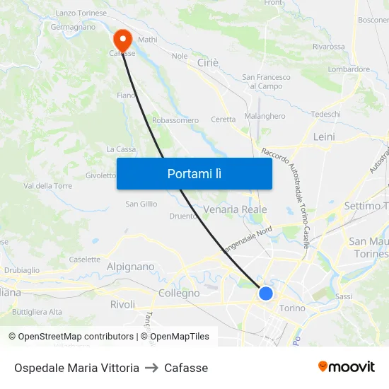 Ospedale Maria Vittoria to Cafasse map
