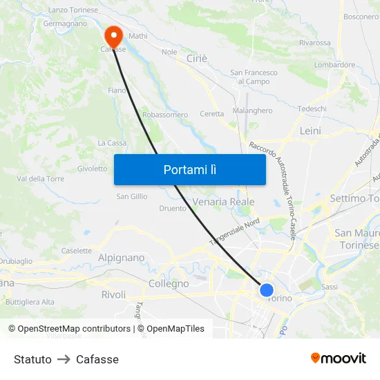 Statuto to Cafasse map