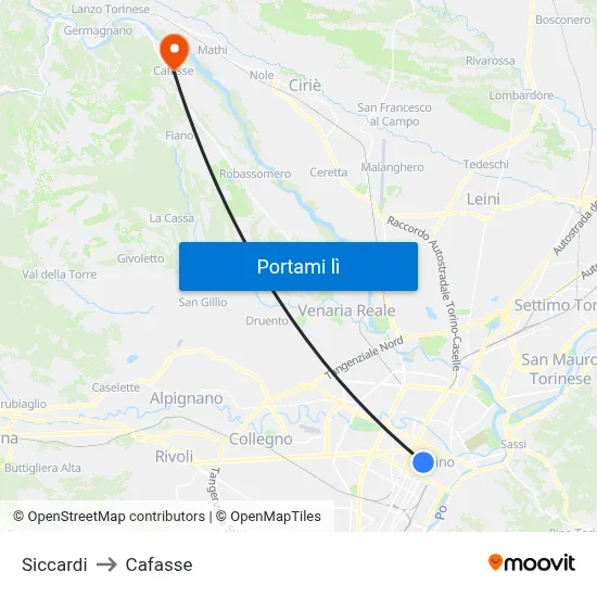Siccardi to Cafasse map