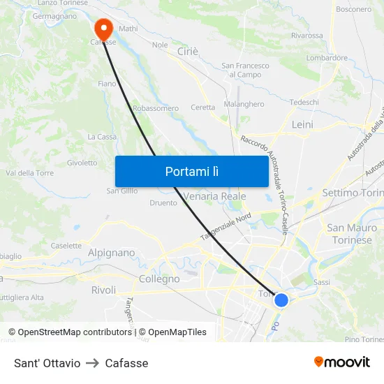 Sant' Ottavio to Cafasse map