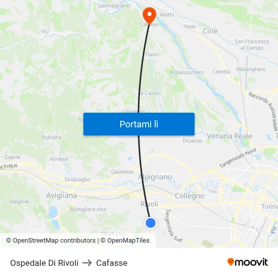 Ospedale Di Rivoli to Cafasse map