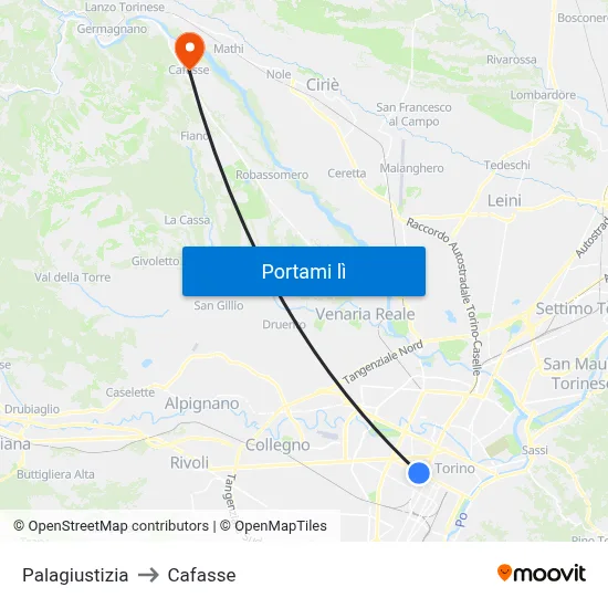 Palagiustizia to Cafasse map