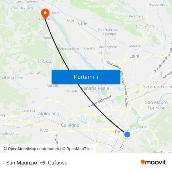 San Maurizio to Cafasse map
