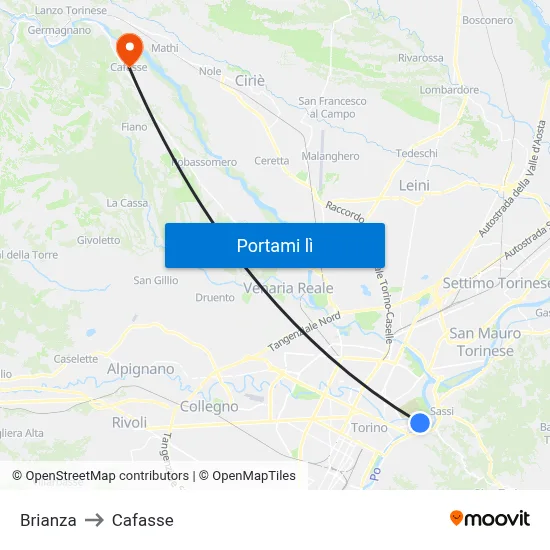 Brianza to Cafasse map