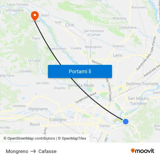 Mongreno to Cafasse map