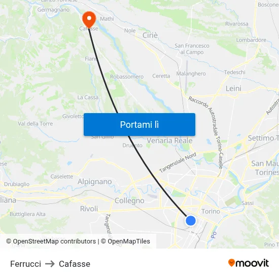 Ferrucci to Cafasse map